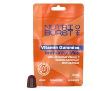 Nutriburst Immunity Max Vitamin Gummies - Trial Pouch - Liposomal Vitamin C, D3 & Zinc with Elderberry, Spirulina & Maitake Mushroom - Sugar Free, Vegan & Halal - 14 Gummies (14 Day Supply)