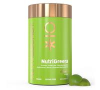 Nutriburst - NutriGreens - 22 Fruits + Vegetables + Herbs + Mushrooms + Live Bacteria Cultures - Boosted with Vitamins: Zinc, VIT C, D3, B5, B6, B12-60 Gummies 1 Month Supply - Suitable for Vegans