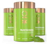 Nutriburst - NutriGreens Multipack - 22 Fruits + Vegetables + Herbs + Mushrooms + Live Bacteria Cultures - Boosted with Vitamins: Zinc, VIT C, D3, B5, B6, B12-3 Month Supply - Suitable for Vegans