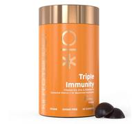 Nutriburst Triple Immunity - Liposomal Vitamin C (100mg), D3 (20µg), Zinc (7.5mg) + Elderberry Extract - Immune & Wellbeing Support - Vegan, Sugar Free Supplement - 60 Berry Gummies - 1 Month Supply