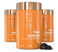 Nutriburst Triple Immunity Multipack - Liposomal Vitamin C (100mg), D3 (20µg), Zinc (7.5mg) + Elderberry Extract - Immune & Wellbeing Support - Vegan & Sugar Free - 180 Berry Gummies - 3 Mon Supply
