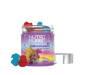 Nutriburst Trolls Kids DefenceDynamo - Immune Support & Energy - Vitamin D3 (25µg), Vitamin C (90mg) + Black Elderberry Extract (50mg) - Vegan + Chewable + Sugar Free - Blueberry Flavour - 60 Gummies