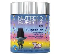 Nutriburst TROLLS SuperKidz - Chewable Multivitamin for Health, Growth & Development - 13 Essential Nutrients: Vitamin A, B12 C, D3, E, Iron, Omega-3 - Vegan + Sugar Free - Orange Flavour - 60 Gummies