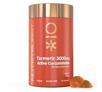 Nutriburst Turmeric Curcumin with Black Pepper Extract - Powerful Antioxidants & Anti-inflammatory, Supports Joint & Muscle Health - Vegan, Sugar Free - 60 Ginger Gummies - 1 Month Supply