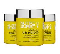 Nutriburst Ultra-D1000 Multipack - Vitamin D3 (1000IU) + Vitamin K2 (80µg) for Healthy Muscles & Bones - Lemon Flavour - 3 x 60 Gummies / 3 Month Supply - Suitable for Vegans