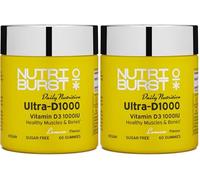 Nutriburst Ultra-D1000 - Vitamin D3 (1000IU) + Vitamin K2 (80µg) for Healthy Muscles & Bones - Lemon Flavour - 60 Gummies 1 Month Supply - Suitable for Vegans (Pack of 2)