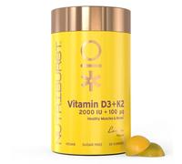 Nutriburst Vitamin D3 (2000IU) + K2 (100µg) - Essential Nutrients to Support Bone Health, Skeletal & Immune Function - Vegan, Sugar Free Supplement - 60 Lemon Gummies - 1 Month Supply