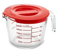 NutriChef 1 Cup Glass Measuring Cup with Lid (8 oz) - Heat-Resistant Borosilicate Liquid Measure Cup with Easy-Read Scale for Cooking, Baking and Food Storage, Dishwasher and Freezer Safe