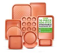 Nutrichef 10-Piece Baking Mould Set, Non-Stick Coating, Springform Set, Heat Resistant, Dishwasher Safe and Stackable, Includes Muffin Tray, Pizza Tray, Springform Tin, etc., Baking Set for the Oven