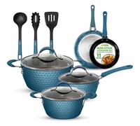 NutriChef 11 Pc Pots and Pans Set Non Stick Cookware with Ceramic Coating, Ergonomic Handles, Induction Ready, Includes Saucepan, Dutch Oven, Large &