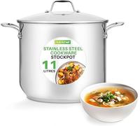NutriChef Large Stainless Steel Stock Pot with Lid - Big Soup Pot, Heavy Cooking Pot with Glass Lid - Stew Pot, Cookware Induction Pot, Mirror Finish Stockpot, Deep Casserole Pot, 12-Qt/11.3 Litre