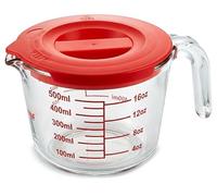 NutriChef 2 Cups Glass Measuring Cup with Lid (19 oz) - Heat-Resistant Borosilicate Liquid Measure Cup with Easy-Read Scale for Cooking, Baking and Food Storage, Dishwasher and Freezer Safe