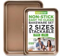 Nutrichef 2-Piece- Baking Sheets, Baking Tray -Nonstick, Sheet Pan Carbon Steel Cookie Sheet, Oven Tray -With Rimmed Border, Dishwasher Safe Baking Trays, Metal, Perfect For Baked Goods And Cooking