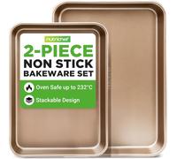 Nutrichef 2-Piece- Baking Sheets, Baking Tray -Nonstick, Sheet Pan Carbon Steel Cookie Sheet, Oven Tray -With Rimmed Border, Dishwasher Safe Baking Trays, Metal, Perfect For Baked Goods And Cooking