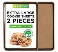 NutriChef 2-Piece Nonstick XL Cookie Sheets for Baking - 22" x 16" Extra Large Carbon Steel Oven Baking Trays - Non Stick Coating, Stackable Baking Pans, NCLGBP28