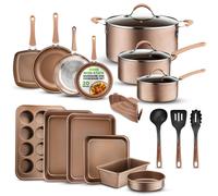 Nutrichef 20 Piece Pots and Pans Set, Bakeware and Cookware Set, Induction Hob Pots Set w/Lids, Non Stick Set, Heat Safe Silicone Handles, Saucepan,