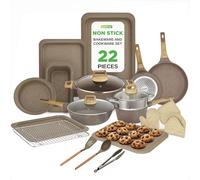 NutriChef 22-Piece Black Marble Non-Stick Cookware and Bakeware Set - Professional Home Kitchen Collection with Multi-Sized Pots, Pans, and Heat-Resistant Tools