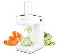 NutriChef 3 in 1 Electric Vegetable Chopper, Spiralizer and Salad Machine, Fruit Slicer, Spiral Shredder Machine, Vegetarian Spaghetti and Noodle Machine | Includes Plunger