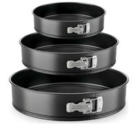 Nutrichef 3-Piece Nonstick Springform Pan Set - Premium Carbon Steel Cheesecake Pans with Stainless Steel Clasp - 6", 8", 10" Sizes, Oven Safe up to 450°F - Includes 300pcs Parchment Paper