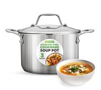 NutriChef 3-Quart Stainless Steel Soup Pot - 18/8 Food Grade Heavy Duty Cookware, Stock Pot, Stew Pot, Simmering Pot Kitchenware w/See Through Lid, Dishwasher Safe, for Induction Gas Ceramic Cooktops