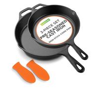 Nutrichef NCCI2PCS Cast Iron Skillet, 3.38 quarts, Black, 10 inch - 12 inch