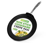 NutriChef Crepe Pan, Pancake Pan, Flat Pan, Dosa Pan, Nonstick Pan, Great for Pancakes, Eggs, Omelets, chapati & tawa roti, Hard-Anodized, PTFE/PFOA/PFOS Free, 30cm, Black