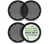 NutriChef 4-Pack 13’’ Non-Stick Pizza Pans, Round Pizza Pans for Oven, Commercial-Grade Carbon Steel, Non-Stick Gray Coating, Ideal for Baking Pizza, Cookies and More, Dishwasher Safe