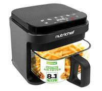 Nutrichef 5.5 Litres Air Fryer, 8 in 1 Preset Cook Modes, Transparent Fry Bowl for Best Cooking Results, Cook Shrimp, Steak, Fries, Wings, Chicken & More, Precise Temperature Control & Time, Grey