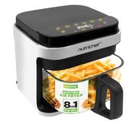 Nutrichef 5.8 Quart Air Fryer | 8-1 Preset Cook Modes | Transparent Fry Bowl for Best Cooking Results | Cook Shrimp, Steak, Fries, Wings, Chicken & More | Precise Temperature Control & Time | White