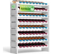 NutriChef 72 Bottle Wine Rack Stackable Bamboo Freestanding, 8-Tier Modular Shelf, Sturdy Wobble Free, Upgraded 2026 Design, Easy No-Tool Assembly for Kitchen, Cellar or Bar 33.5" x 10" x 41" (White)