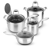 Nutrichef 8-Piece Triply Cookware Set Stainless Steel - Triply Kitchenware Pots & Pans Set Kitchen Cookware, Non-Stick Coating - Sauce Pot, Stew Pot, Cooking Pot, Frying Pan, Lids