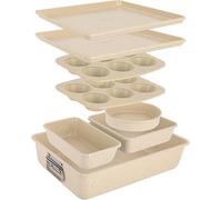 NutriChef Baking Tray Set, 8-Piece Non-Stick Oven Bakeware, Stackable Trays wit