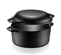 NutriChef Cast Iron Multi Cooker - Pre-Seasoned Non-Stick Double Dutch Oven Stovetop Casserole Cookware Braising Pot and Skillet Lid with Handle- For Oven, Stove, Grill, Over a Campfire Cooking