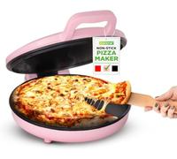 NutriChef Countertop Pizza Maker | 1500W Non-Stick Electric Pizza Cooker | Make 12" Personal Pizzas, Eggs, Toast & More | Cool-Touch Handles, Compact & Space-Saving | Temp Range 175-400°F | Pink