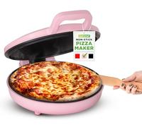 NutriChef Countertop Pizza Maker | 1500W Non-Stick Electric Pizza Cooker | Make 12" Personal Pizzas, Eggs, Toast & More | Cool-Touch Handles, Compact & Space-Saving | Temp Range 175-400°F | Pink