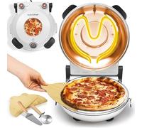 NutriChef Electric Indoor Pizza Oven, 30cm Countertop Cooker, White | Temp Control, Viewing Window, Non-Stick Stone, Heats to 425°C, Easy Clean Pizza Maker for Home
