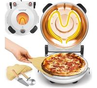 NutriChef Electric Indoor Pizza Oven, 30cm Countertop Cooker with Temp Control, Viewing Window, Non-Stick Stone, Heats to 425°C, Easy Clean Pizza's Maker Machine for Home, White