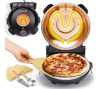 NutriChef Electric Pizza Oven | 1200W Countertop Pizza Maker with Temperature Control & Thermometer | Viewing Window for Precise Cooking | Heats up to 800˚F | Easy to Clean Non-Stick Coating (Black)