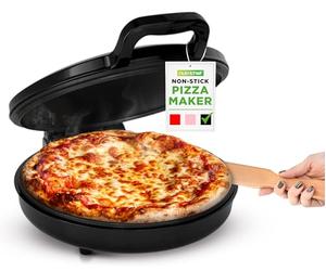 NutriChef Electric Pizza Oven Indoor - 12 Inch Countertop Pizza Maker, 1500W Non Stick Pizza Cooker, Adjustable 80-205°C Temperature, Fast Heating Multi-Purpose Cooker for Home Kitchen