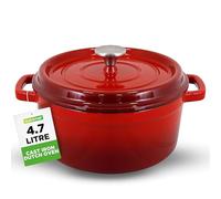 NutriChef 5L Dutch Oven Cast Iron Pot, Round Dutch Oven for Bread Making, Cast Iron Casserole Dish with Lid, Enameled Cast Iron Pan Set, Bread Oven, Non Stick Oven safe Baking Pots, Kitchen Cookware