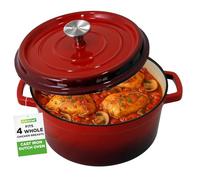 NutriChef Enameled Cast Iron Dutch Oven - 5-Quart Kitchen Round Dutch Oven Stovetop Casserole Cookware Braising Pot, Porcelain Enamel Coated Cast-Iron Baking Pots w/Self Basting Lid
