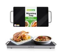 NutriChef Food Warmer Buffet Server - Electric Warming Tray Hot Plate for Parties & Catering, Glass Surface Keeps Food Warm, 50 cm Size with Stay-Cool Handles