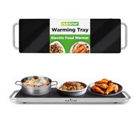 NutriChef Food Warmer Buffet Server - Electric Warming Tray Hot Plate for Parties & Catering, Glass Surface Keeps Food Warm, 57 cm Size with Stay-Cool Handles, Black