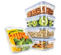 Nutrichef Glass Food Storage Containers with Lids, Blue, 5 Pack