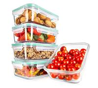Nutrichef Glass Food Storage Containers with Lids, Green, 5 Pack