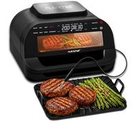 NutriChef Indoor Smokeless Grill and Air Fryer Combo, 7-in-1 Electric Grill with 6L Capacity, Includes Smart Thermometer, Temperature Control, Non-Stick Removable Plates For Frying, Roasting, and More