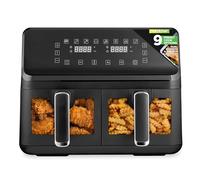 NutriChef Large Air Fryer Dual Zone 8.3 L - Double Drawer with 2 Baskets, Family Size Cooker, Viewing Windows, 9 Presets, 360 Hot Air Circulation