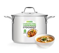 NutriChef Large Stainless Steel Stock Pot with Lid - Big Soup Pot, Heavy Cooking Pot with Glass Lid - Stew Pot, Cookware Induction Pot, Mirror Finish Stockpot, Deep Casserole Pot, 8-Qt / 7.5 Litre