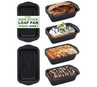 Nutrichef 6 Piece Set of Non-Stick Loaf Pans, Grip Handles, Home Kitchen Bake Pans, Heavy Gauge Carbon Steel, Premium Food Grade, Quick and Even Heat Distribution, 11.61”x5.98”x2.56” Inch, Black