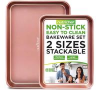 Nutrichef Non-Stick Cookie Tray Set- 2-Piece, Easy Clean, Stackable Cookie Shee